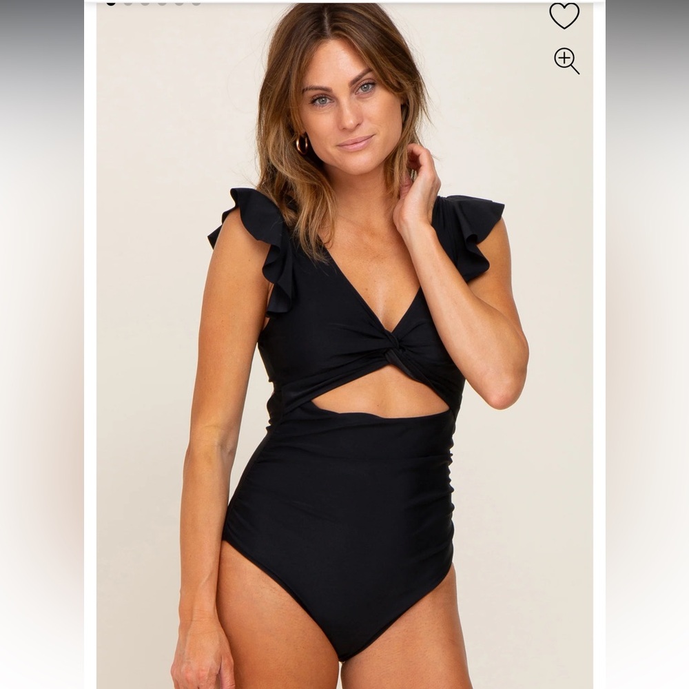 Pink Blush Black Cutout Flutter Sleeve One Piece